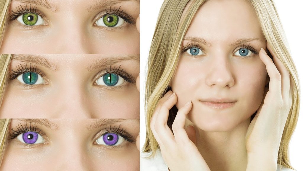Virtual colored contact lenses try on