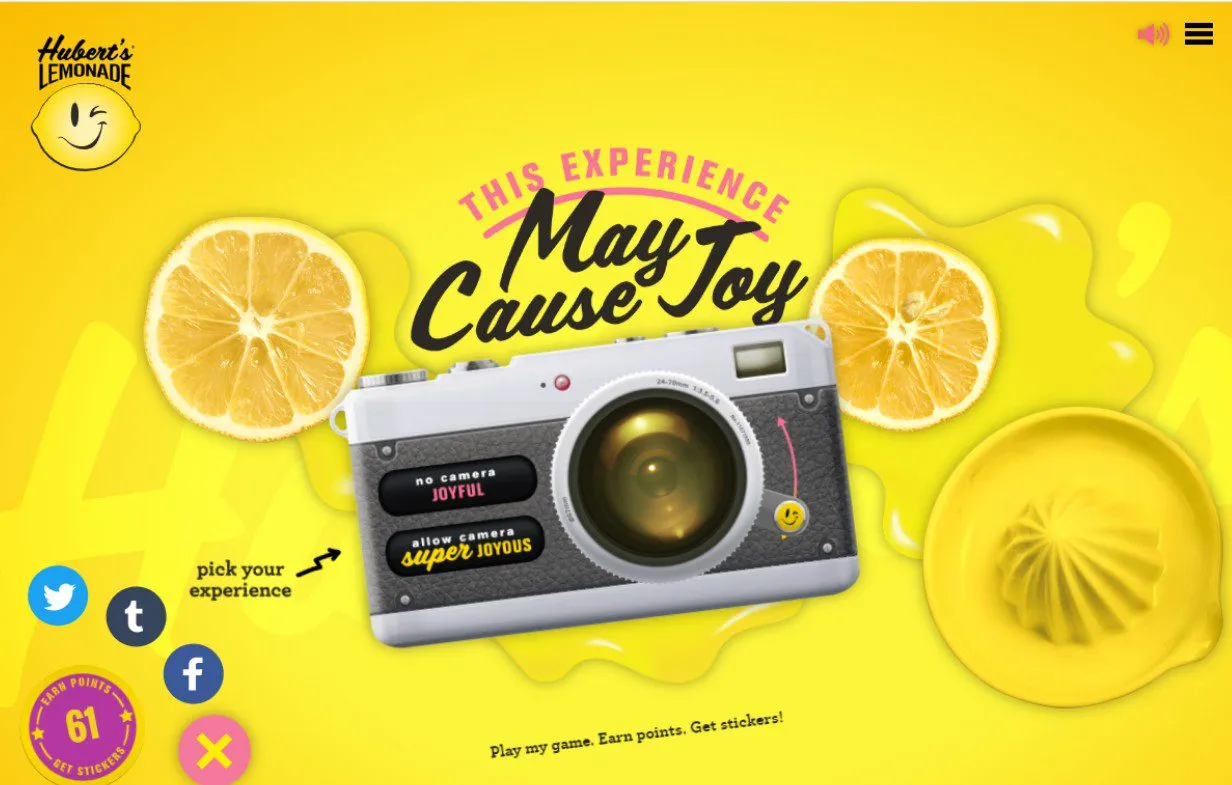Hubert’s Lemonade: A truly interactive website that rewards joy