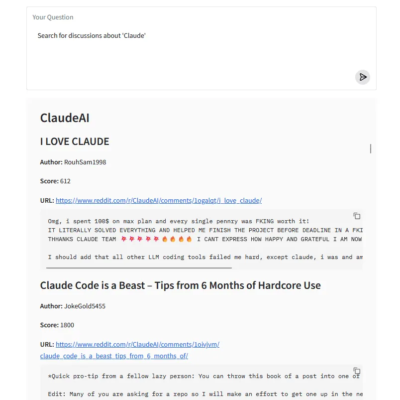 Result of searching through Reddit for discussions about Claude with Google ADK